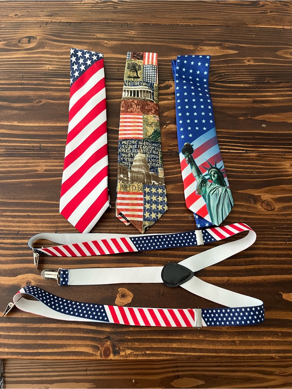 USA BUNDLE - 3 ties and suspenders